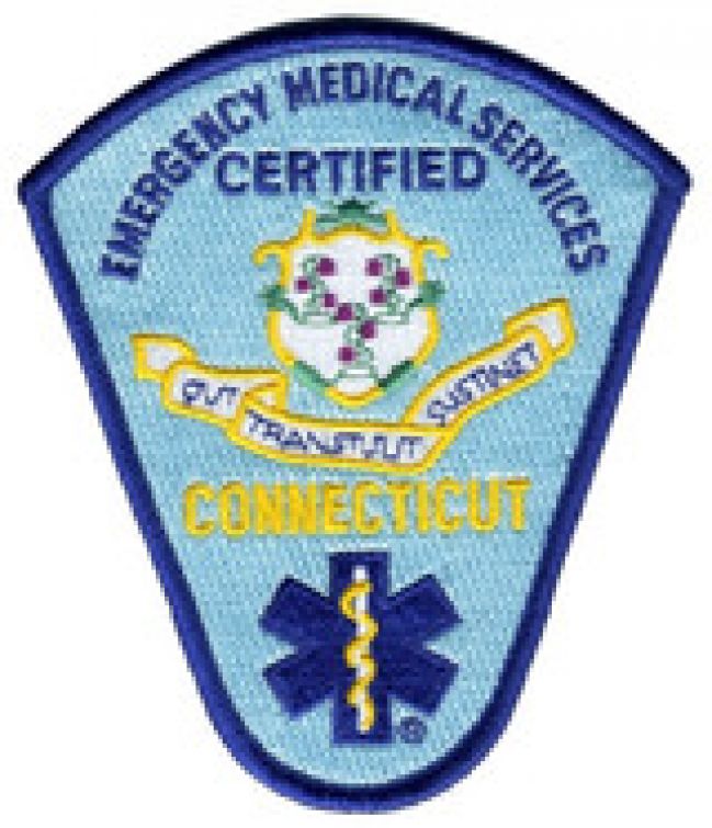 CONNECTICUT CERTIFIED EMERGENCY MEDICAL SERVICES SHOULDER PATCH - SEW ON.